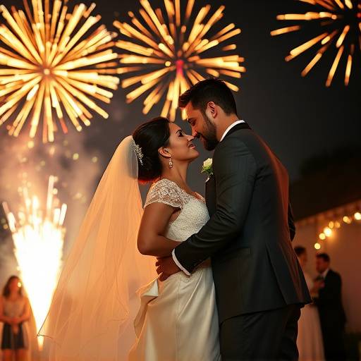 Momento clou del matrimonio di Elena e Marco con fuochi d'artificio