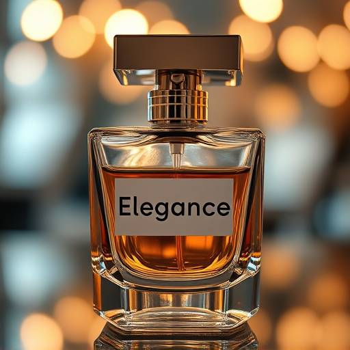 Primo piano del prodotto 'Elegance Perfume' in uno spot pubblicitario