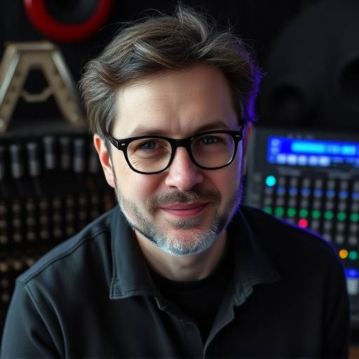 Ritratto di Andrea Conti, tecnico del suono.