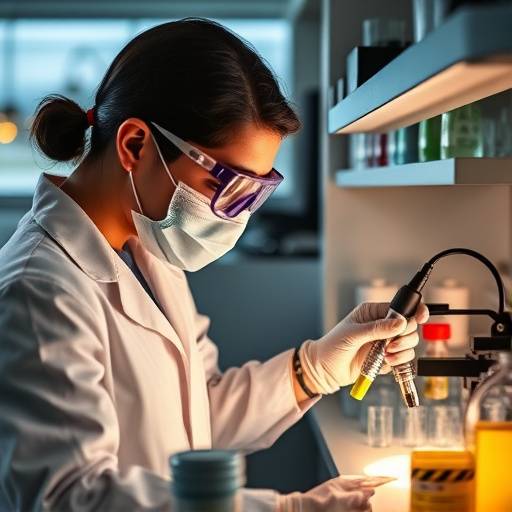 Un ricercatore in un laboratorio analizzando campioni nel documentario 'Scienza per il Domani'